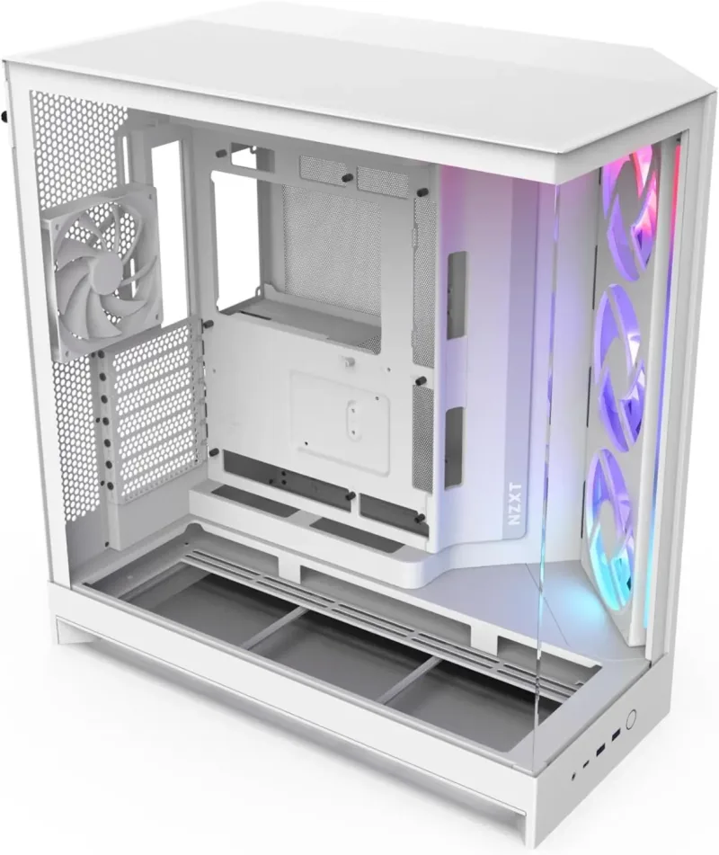 NZXT H9 Flow RGB (2025) Tempered Glass Dual Chamber Mid Tower PC Case - White