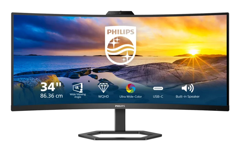 Philips 5000 Series 34E1C5600HE 34 VA WQHD USB-C UltraWide Curved Monitor