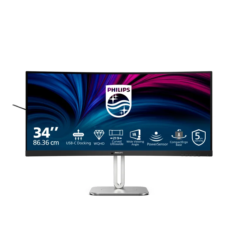 Philips 6000 Series 34B2U5600C 34 VA WQHD 120Hz UltraWide Curved USB-C Monitor
