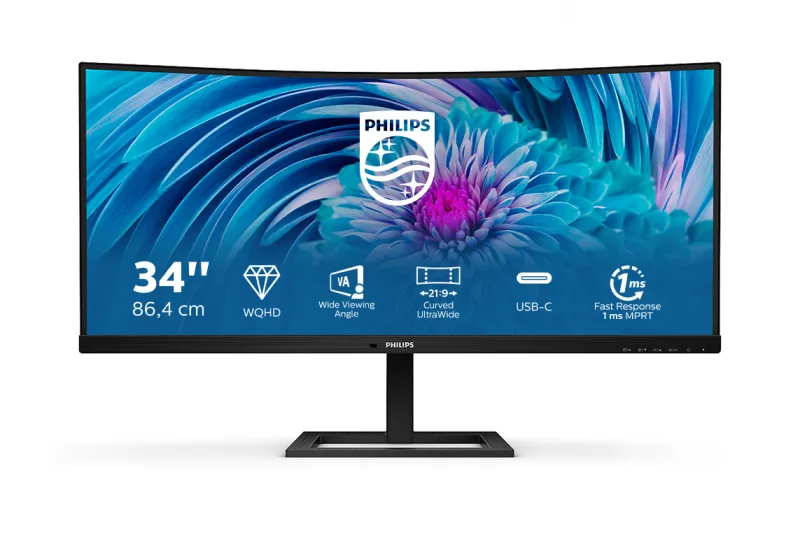 Philips E-Line 346E2CUAE 34 VA WQHD 100Hz UltraWide Curved USB-C Monitor