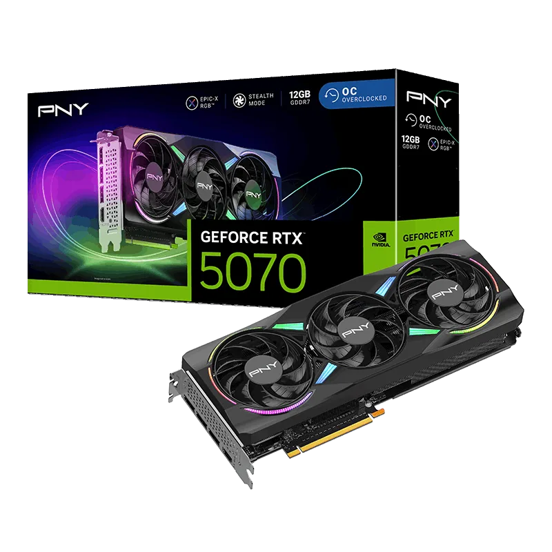 PNY GeForce RTX 5070 12GB ARGB OC Triple Fan GDDR7 Graphics Card - VCG507012TFXXPB1-O
