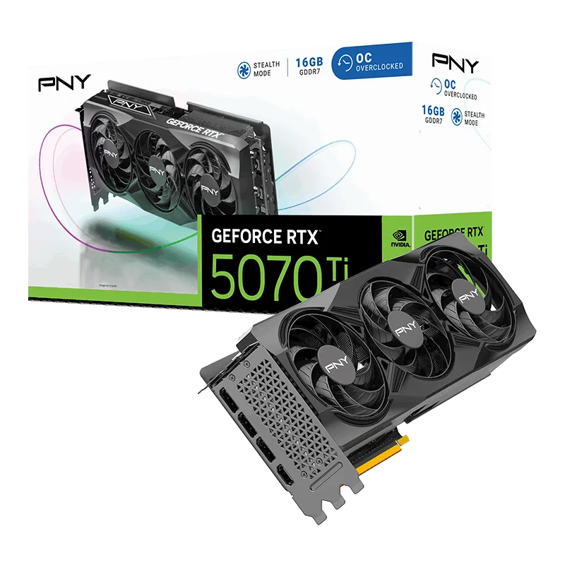 PNY GeForce RTX 5070Ti 16GB OC Triple Fan GDDR7 Graphics Card - VCG5070T16TFXPB1-O