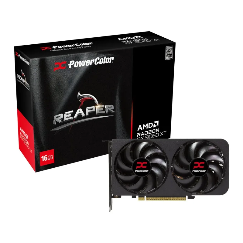 PowerColor Radeon RX 9060 XT 16GB GPU - 3230MHz Boost, GDDR6 Memory, Dynamic Cooling - RX9060 XT 16G-A