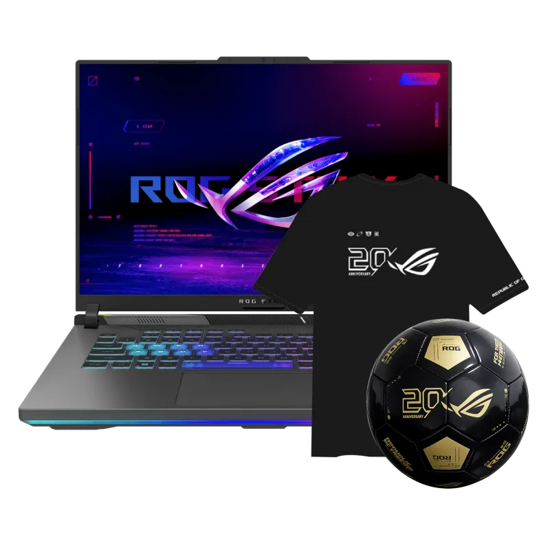 ROG Strix G16 G614 with a Free Control Resonant, ROG 20th Anniversary Football, and One Year Extra Warranty worth £69.99