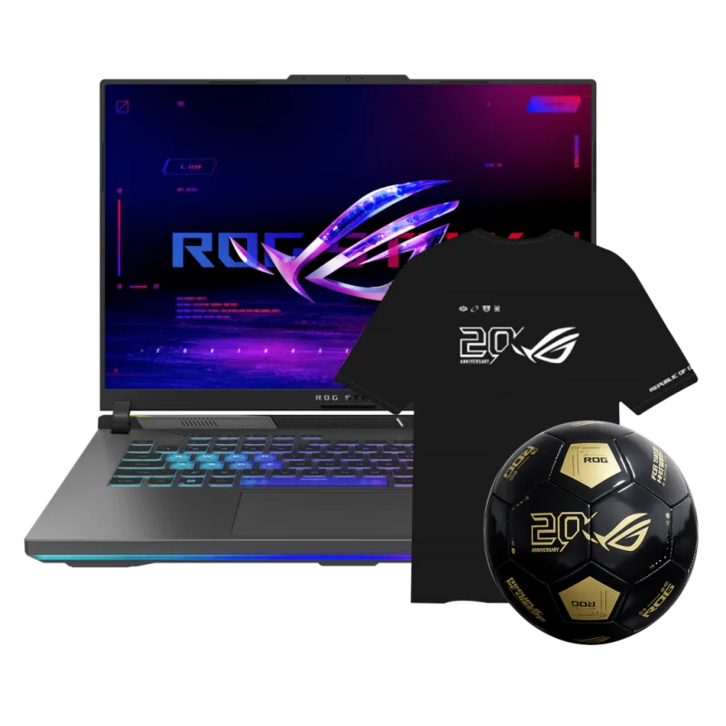 ROG Strix G16 G614 with a Free Control Resonant, ROG 20th Anniversary Football, and One Year Extra Warranty worth £69.99