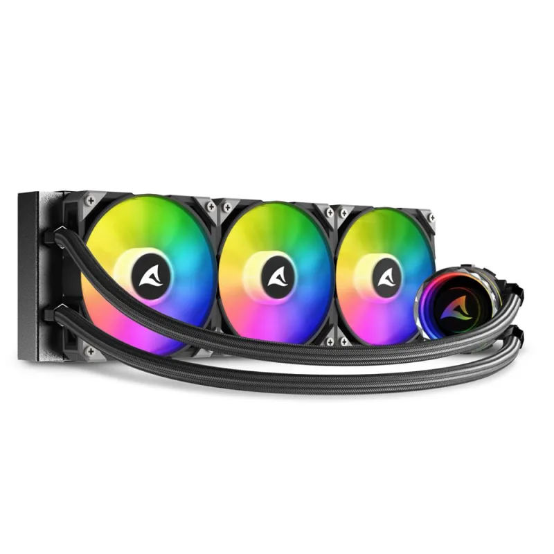 Sharkoon S90 RGB 360mm Liquid Cooler - Compact, RGB PWM Fans, 16.7M Colours, Easy Install