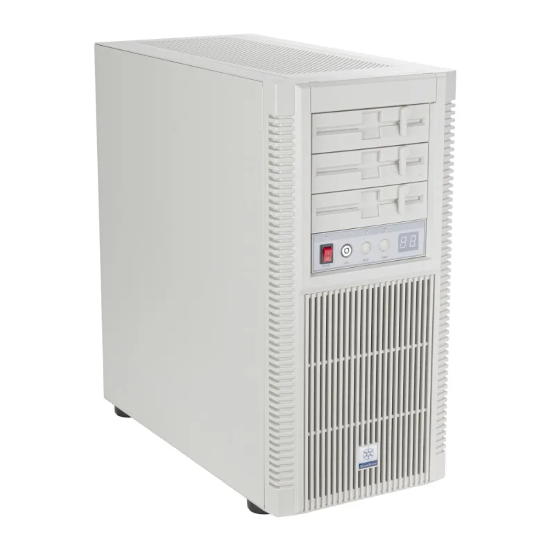 SilverStone FLP02 Retro Inspired ATX Mid Tower PC Case with Tempered Glass, USB-C Front I/O & Modern Hardware Support – Vintage Beige - SST-FLP02W