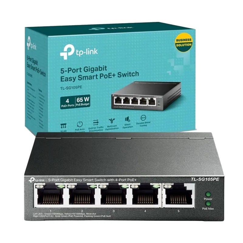 TP-Link 4-Port PoE+ Gigabit Easy Smart Managed Network Switch - 5 port