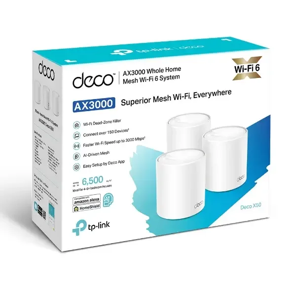 TP-LINK DECO X50 AX3000 Dual Band Wireless Whole Home Mesh Wi-Fi System 3-Pack