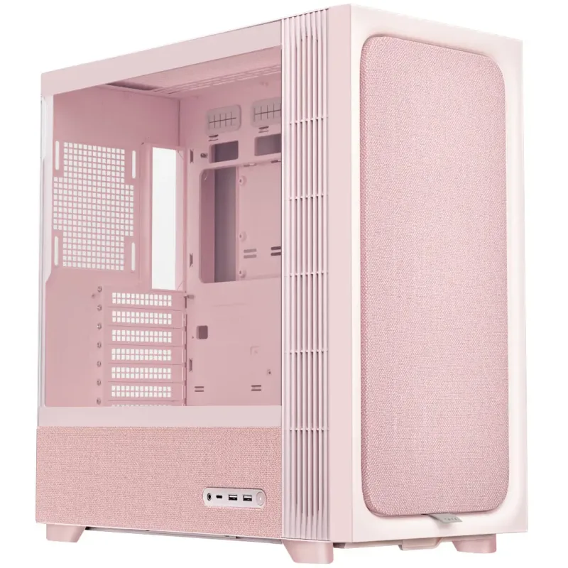 TRYX FLOVA F50 Mid Tower PC Case – Pink, Crossflow Cooling Fan, Tempered Glass