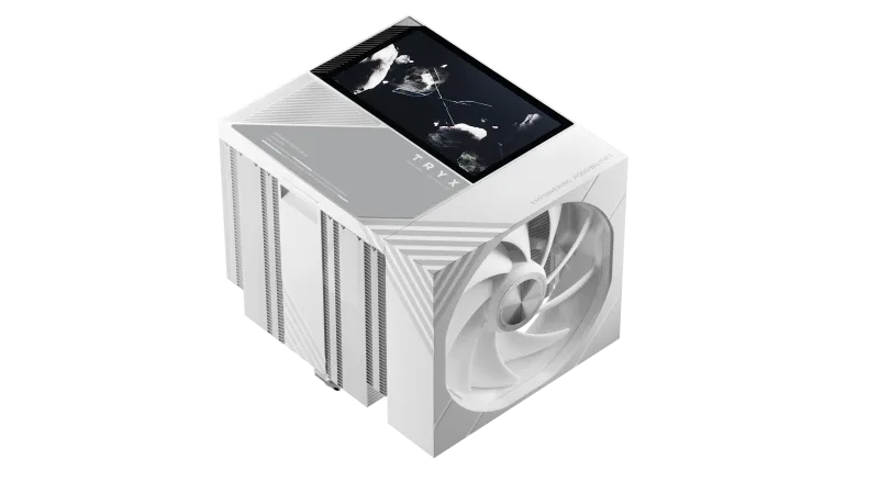 TRYX TURRIS 620 Dual Fan 280W TDP Tower Air Cooler w/ 5.0" IPS Screen - White - H-T620N-DM2M-G0W