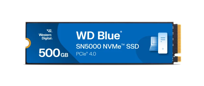 WD Blue 500GB SN5000 M.2 2280 PCIe Gen 4 NVMe SSD - 5000MB/s Read, 4000MB/s Write - WDS500G4B0E