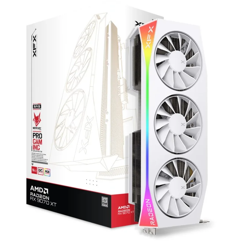 XFX Mercury AMD Radeon RX 9070XT OC White 16GB GDDR6 Gaming Graphics Card - RX-97TRGBBW9