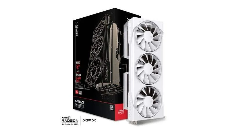 XFX Swift AMD Radeon RX 9070 OC White Triple Fan 16GB GDDR6 Gaming Graphics Card - RX-97SWFB3W9