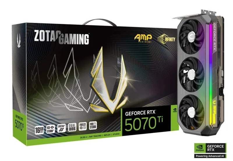 ZOTAC GAMING GeForce RTX 5070 Ti AMP EXTREME INFINITY 16GB GDDR7 Graphics Card - ZT-B50710B-10P