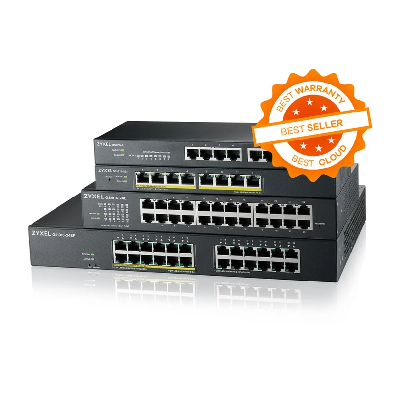 Zyxel GS1915-24EP L2 Gigabit PoE Switch - NebulaFlex, Smart Managed, SMB Network Solution, Cloud Management